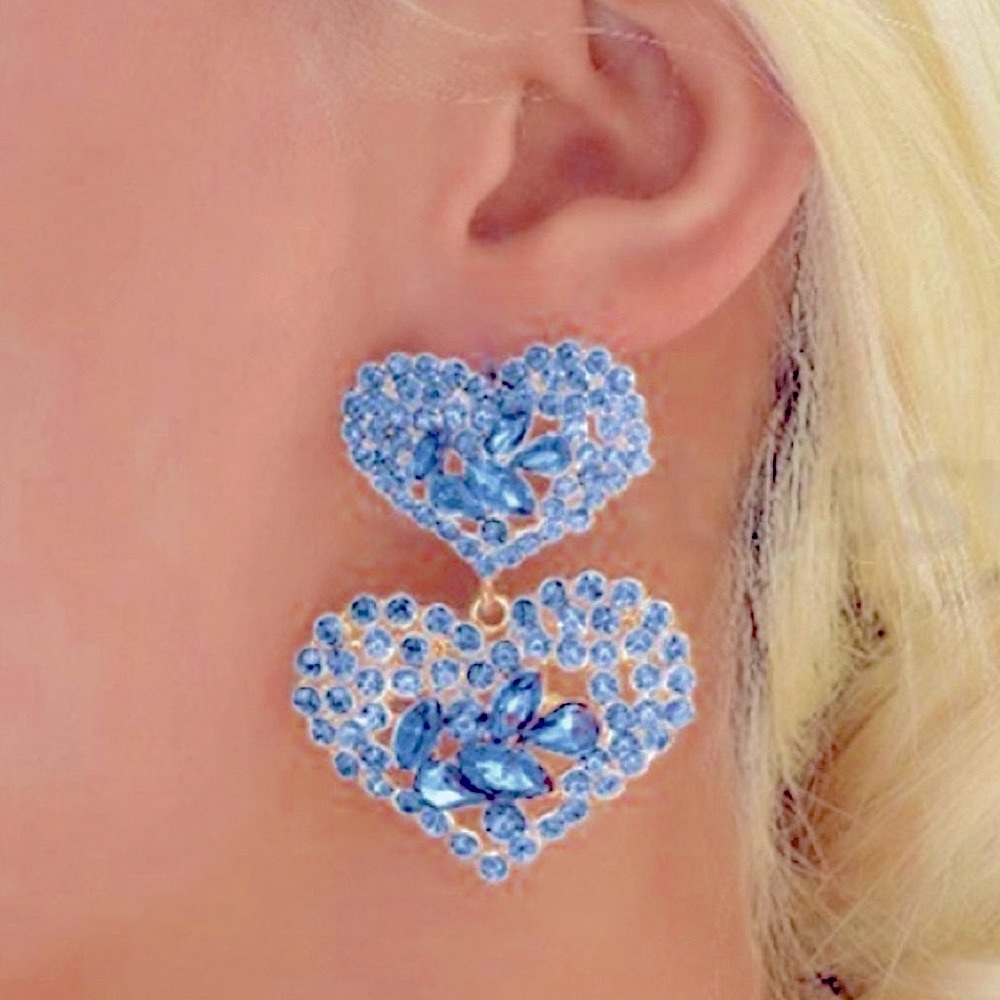 Crystal Double Heart Earrings